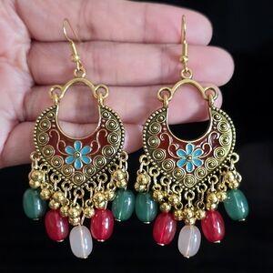 Elegant Lotus Boho Earrings Dangle Stainless Steel Jewelry Celestial Boheme